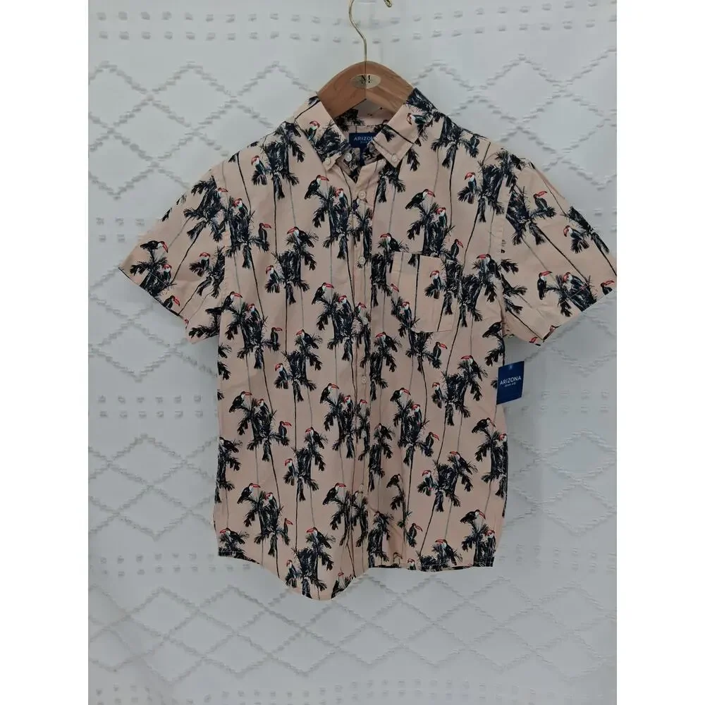 Tropical summer vibes Arizona Jean camp shirt mens size medium Beachy vacation - Picture 2 of 9